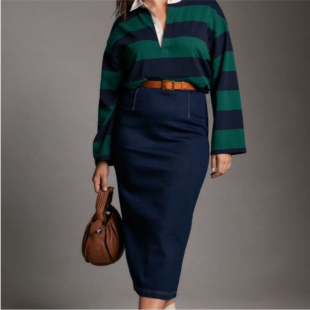 Anthropologie Pilcro Ultra Slim Denim Midi Skirt
